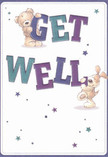 Filled with cheerful spirit and playful hope, this get well card is a heartening gesture, perfectly attuned to the community feel of Blackwall. Rising from a gentle, creamy background, two irresistible characters-a teddy bear and a puppy-joyously support the bold, colourful 'Get Well' lettering. Indigo and teal hues enliven the text, while delicate stars in purples and blues drift across the card, creating a sense of wonder as fresh as morning light on the Thames. The illustrated fur is rendered so tenderly that one can almost feel the softness, much like the comfort offered by a local florist's bouquet delivered to a friend in need. This card brings a hug of encouragement-a visual balm as genuine as the kindness found at local gatherings or in the careful work of Blackwall Flowers, making recovery feel a little brighter for anyone in the area.